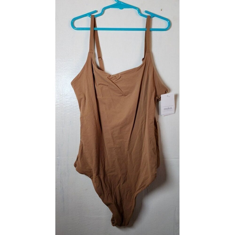 New Auden Women's Brown Square-Neck Sleeveless Shapewear Bodysuit Size XS